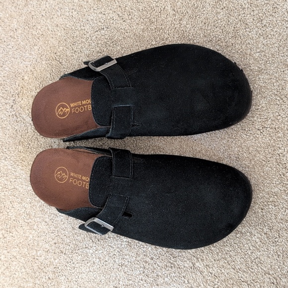 White Mountain Women's Black Suede Clogs - Bari Leather Footbeds Clogs - Picture 2 of 3